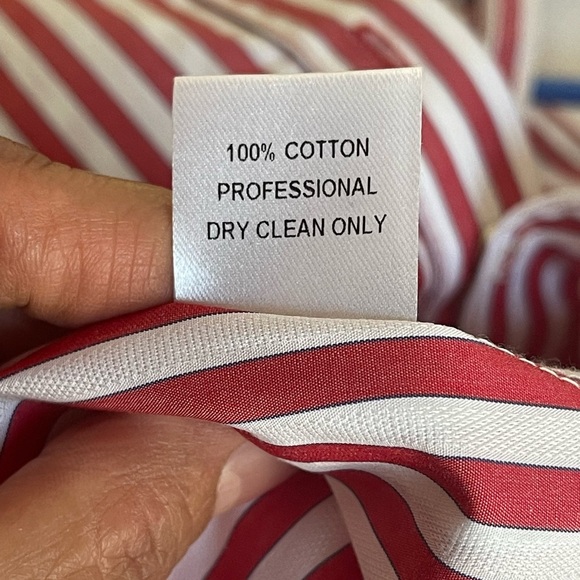 Petersyn Alice Striped Poplin Cold Should Blouse Size M Red and White - Picture 15 of 15